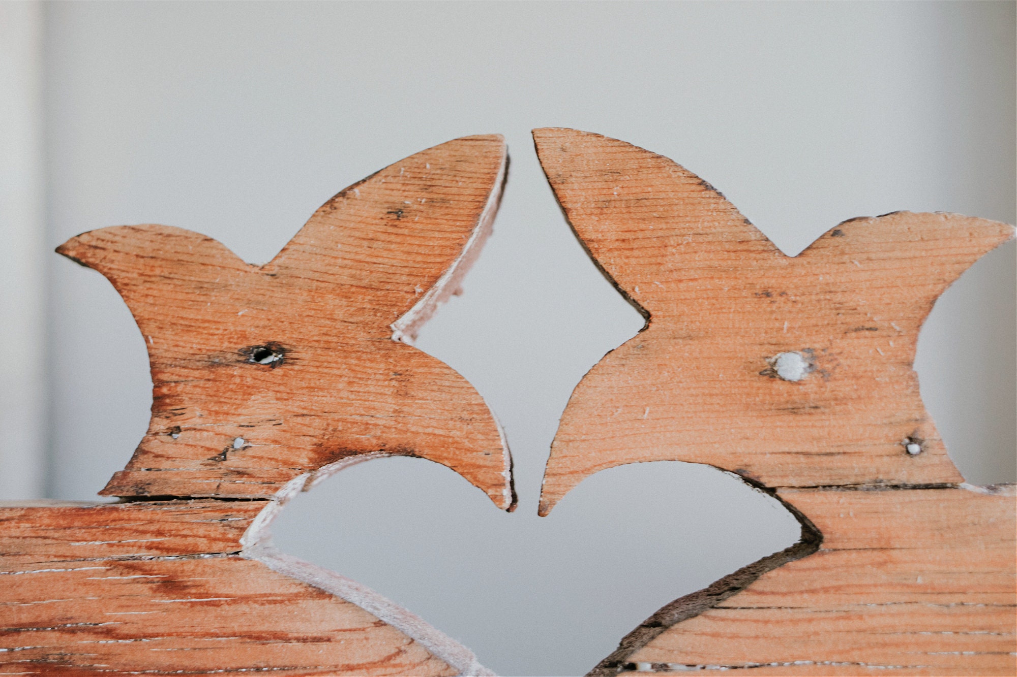 GENUINE Antique Solid Wood Double Arched Louvered Barn Vent Antique