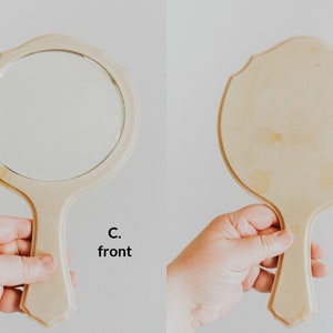 YOUR CHOICE Vintage Celluloid French Ivory Pyralin Hand Held Vanity Mirror image 9