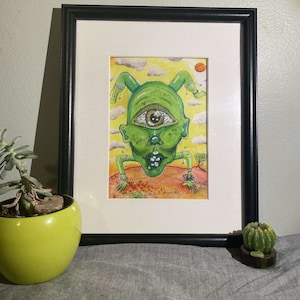 Original Wall Art Print, Handmade Drawing, Temporary Shipping Frame Included