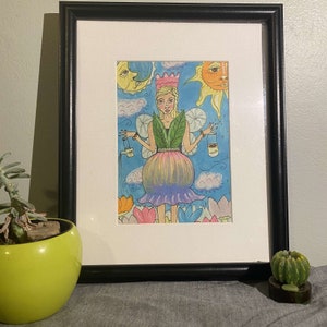 Original Wall Art Print, Handmade Drawing, Temporary Shipping Frame Included
