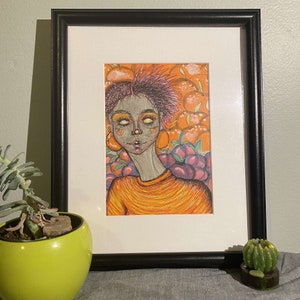 Original Wall Art Print, Handmade Drawing, Temporary Shipping Frame Included