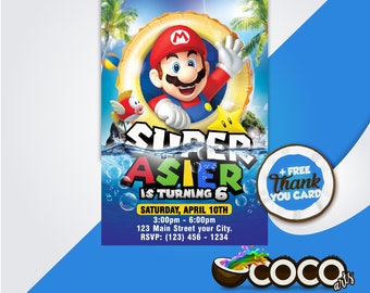 Super Mario Bros Invitations Etsy Super Mario Bros Invitations Etsy