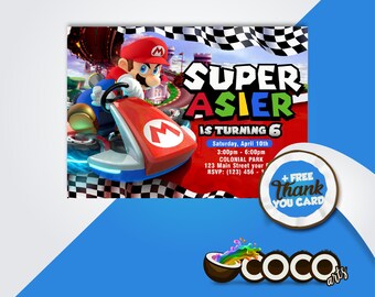 Mario Kart Birthday Invitation Etsy