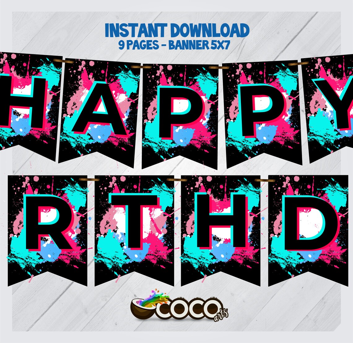 Tik Tok Happy Birthday Banner. Tik Tok Banner. Happy Birthday | Etsy