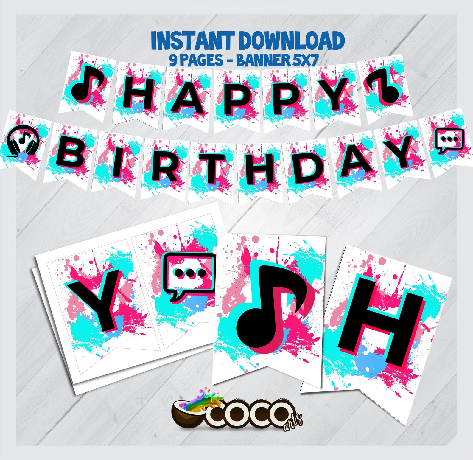 Tik Tok Happy Birthday Banner. Tik Tok Banner. Happy Birthday | Etsy