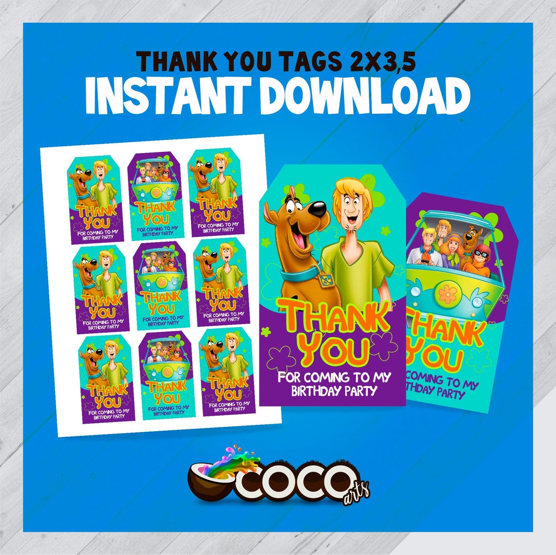 Scooby Doo Thank you tags. Scooby Doo Gift Tags. Scooby Doo | Etsy
