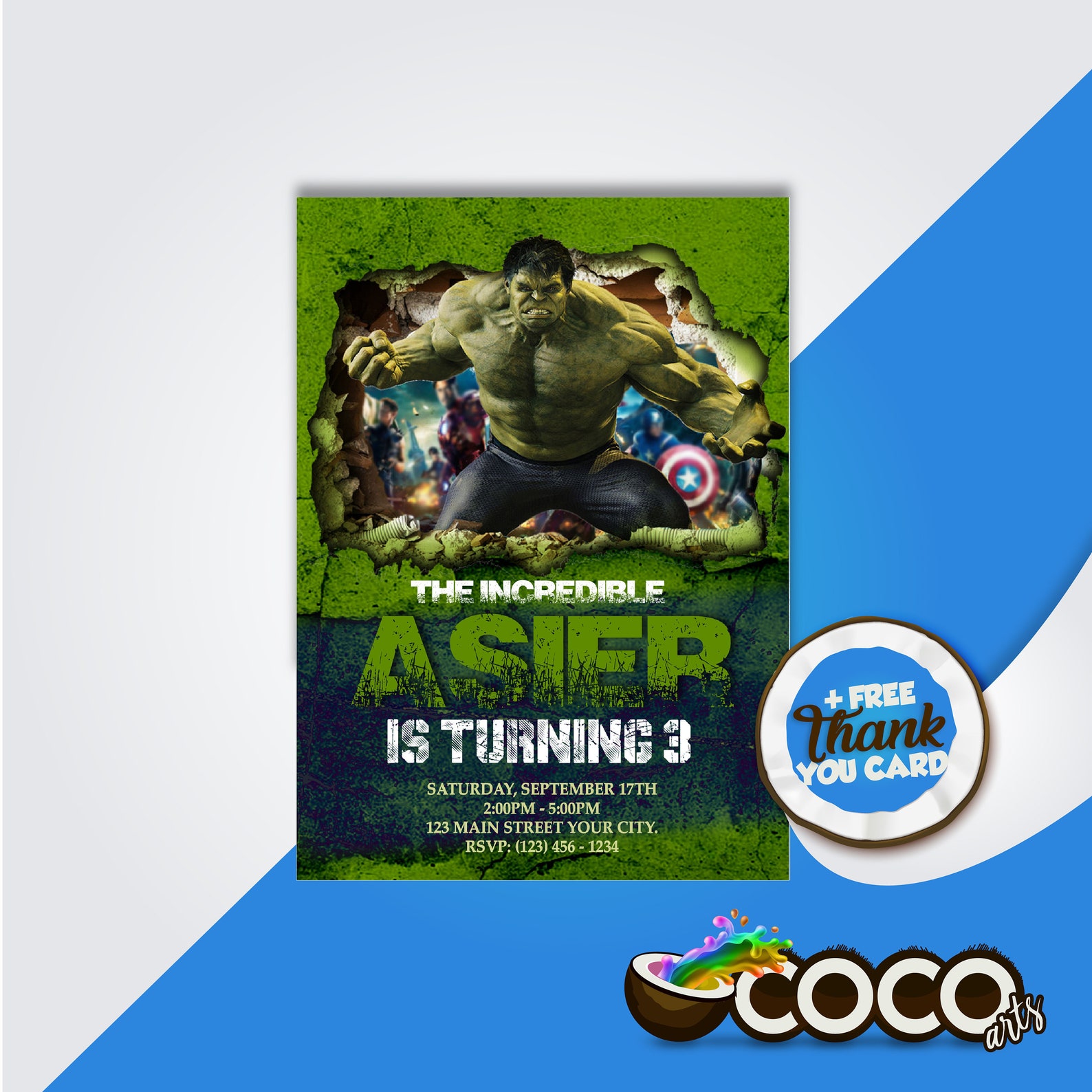 Hulk Invitation. Hulk Birthday Party. Hulk Birthday Etsy