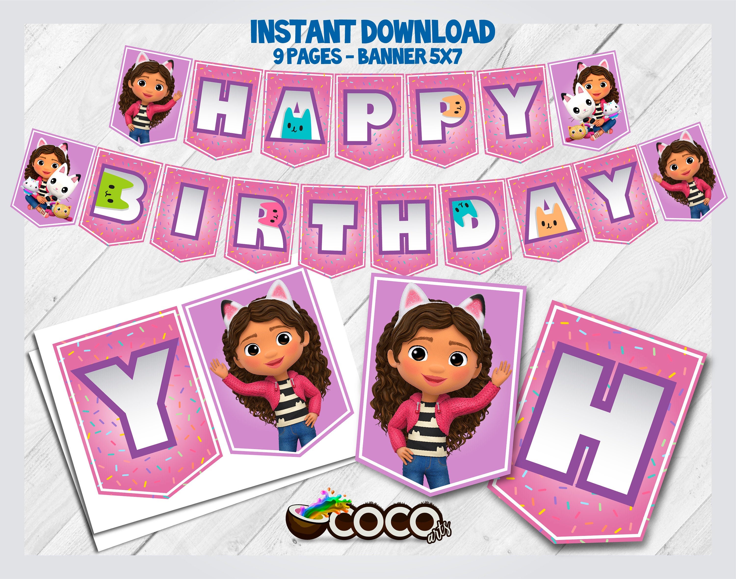 Gabby's Dollhouse Happy Birthday Banner. Gabby's | Etsy