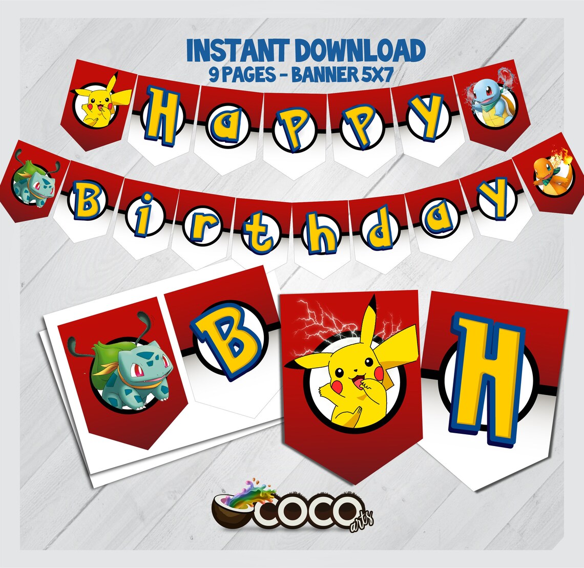 Pokémon Happy Birthday Banner. Pokémon Banner. Happy Birthday | Etsy