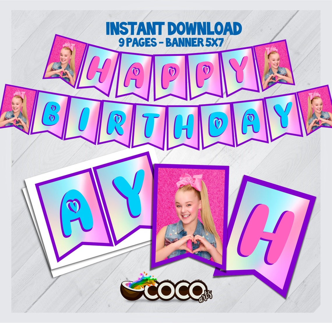 JoJo Siwa Happy Birthday Banner. JoJo Siwa Banner. Happy | Etsy
