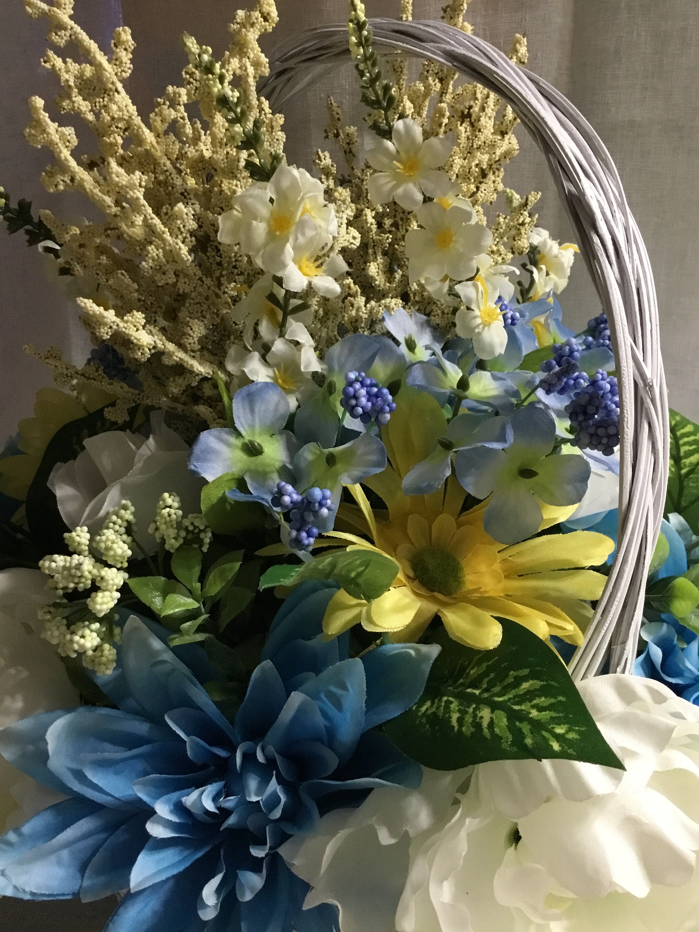 Round White Wicker Basket filled with beautiful multicolor Etsy