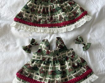 Teddy Bears/Watermelon/Picnic: Dress w/Bows and Summer Outfit for Cabbage Patch 16 - 18",Bitty Baby 15", Baby Reborn 16" Dolls