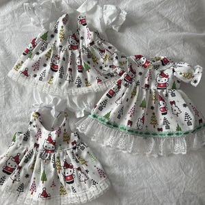 Robe festive de Noël pour chat avec nœuds et tenue 3 en 1 pour poupées Bitty Baby 40,8 cm (40,8 cm) et Baby Alive/Reborn 40,6 cm (40,8 cm)