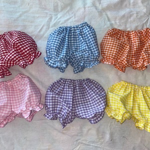 Gingham Bloomers for Cabbage Patch 16 - 17 inch or I Bitty 15&quot; Baby Doll, Green and Burgundy added