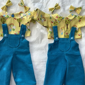 New outfits added:BunnyJoyfulBlouse w/overalls. Blouse w/pants,bows still available ,for Cabbage Patch 16-18",Bitty Baby15",Baby Reborn 16"