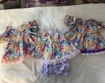 New dresses added Happy Bear outfits: Dress w/ bows and Summer outfit for Cabbage Patch 16 - 18", BabyReborn 16", Bitty Baby 15" Dolls