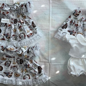 Harvest Time/Thanksgiving Dress w/bows or 3 in1 Jumper,Blouse,Bloomers for Cabbage Patch 16 - 18&quot; ,Bitty Baby 15&quot; and Baby Alive 16&quot; Dolls