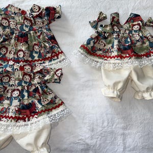 Ragdoll Fun Time: Dress /bloomers/bows and Jumper/Pinafore/bloomers/Bows for Cabbage Patch 16 - 18",Bitty Baby 15",Baby Reborn Dolls
