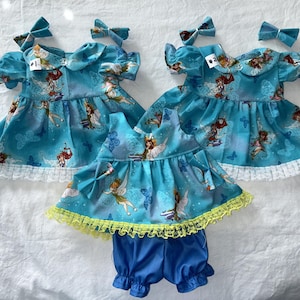 Fairyland Dress w/ bows and Spring/Summer Outfit  for Cabbage Patch 16 - 18", Bitty Baby 15", Baby Reborn 16" dolls