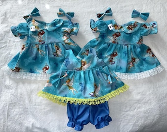 Fairyland Dress w/ bows and Spring/Summer Outfit  for Cabbage Patch 16 - 18", Bitty Baby 15", Baby Reborn 16" dolls
