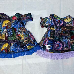 Beauty and the Beast Dress w/ necklace for Cabbage Patch 16 - 18&quot;, Bitty Baby 15&quot;, Baby Alive 16&quot; Dolls