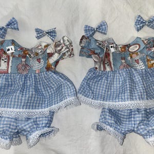 Country Girl/Boy w/ Gingham 3 in1 Outfit w/ bows for Cabbage Patch 15 - 18",Bitty Baby 15",Baby Alive/Reborn 16" Dolls
