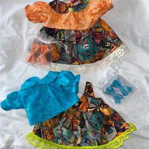 Halloween Patch Work Dress w/ bowsor and 3 in1 outfit for Cabbage Patch 16 - 18",Bitty Baby 15", Baby Alive/Reborn 16" dolls