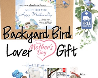 Bird Lover Mother's Day Gift Box | Best Selling Out on a Limb, Seed, and Nut Ornament, Personalized Greeting Card, a little "Dove" chocolate