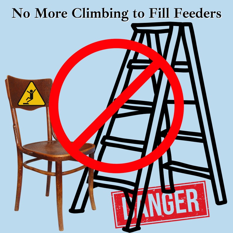 No More Climbing to Fill Feeders
Out on a Limb Pulley System for hanging Bird Feeders, Squirrel Proof