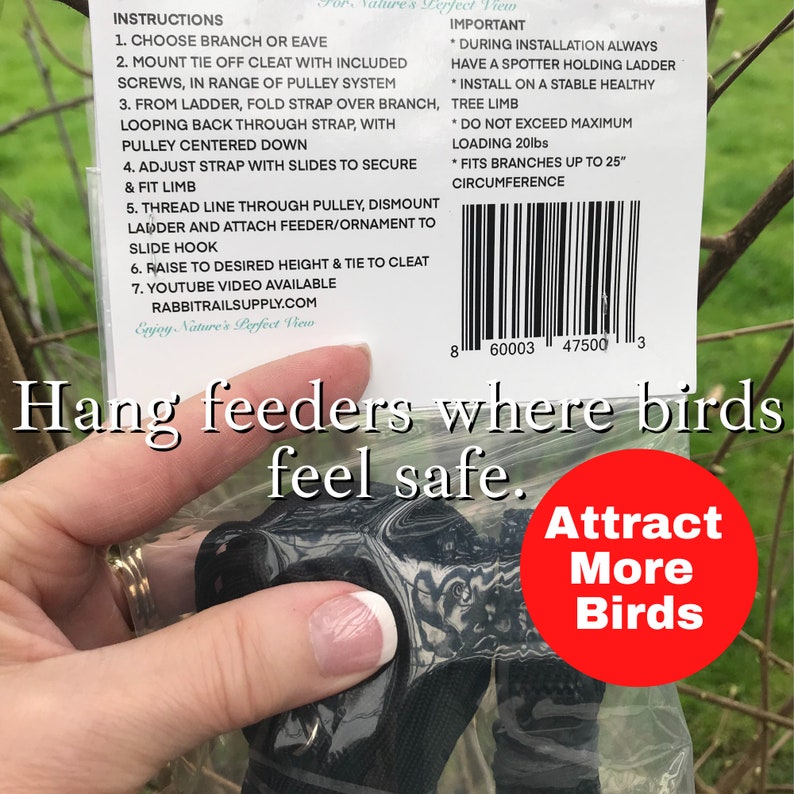 Out on a Limb Pulley System for hanging Bird Feeders, hang feeders where birds feel safe.