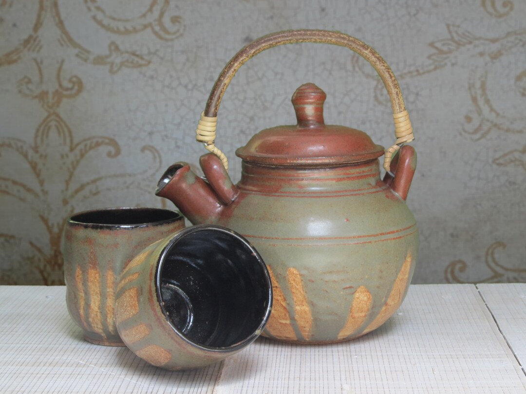 Iron Red Drizzle Tea Set - Etsy