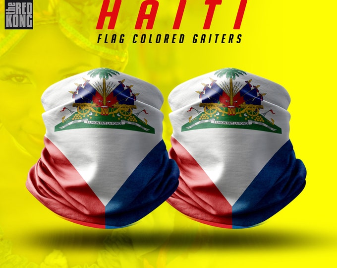 Haiti Grunge Flag Color Neck Gaiter (face Sleeve)