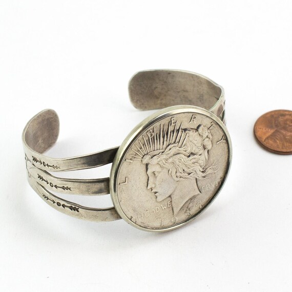 Sterling Silver cuff bracelet Native American 192… - image 1