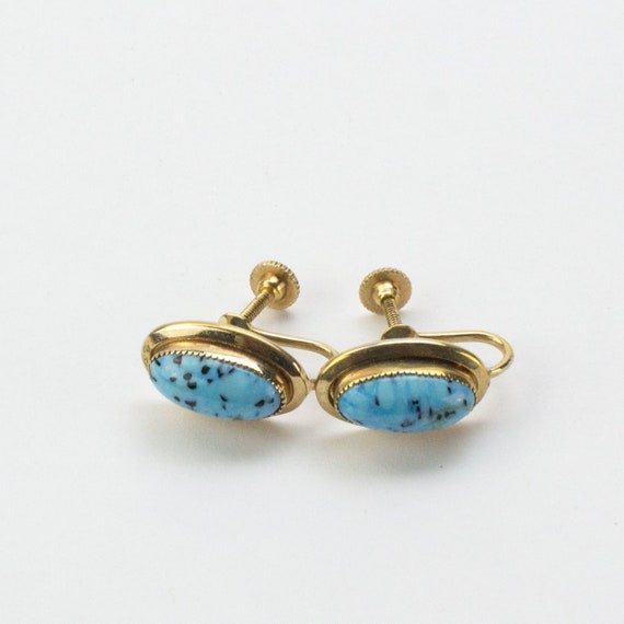 Gold tone and turquoise earrings