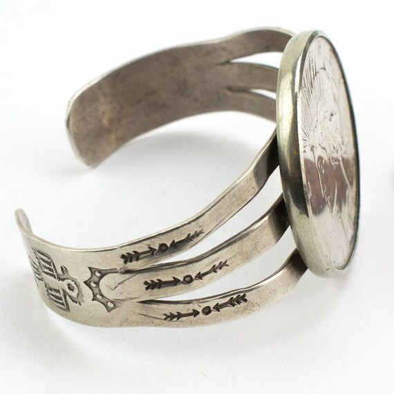 Sterling Silver cuff bracelet Native American 192… - image 3