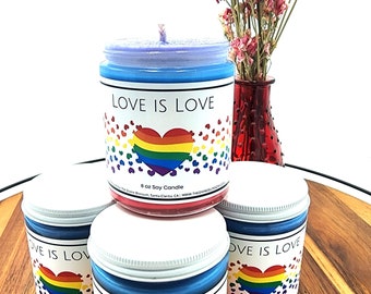 Love is Love | Pride Candle | Rainbow Candle | Love Candle | Birthday Gift | Gifting Ideas | LGBTQ+ Gift| LGBTQ+ Ally | Gifts for Them