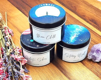 Stars and Galaxies Crystal Candle Set | Crystal Healing | Soy Candle | Gifts for Her | Birthday Gifts | Gifting Ideas | Witchy Gifts
