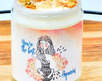 Aquarius Soy Candle / Zodiac Candle / Gifts for Her / Gifts for Him / Zodiac Lovers / Aquarius Birthday / Birthday Gift / Anniversary Gift