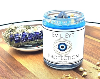 Evil Eye Protection Candle | Crystal Candle | Crystal Healing | Soy Candle | Gifts for Her | Gifts for Him | Witchy Gifts | Gifting Ideas