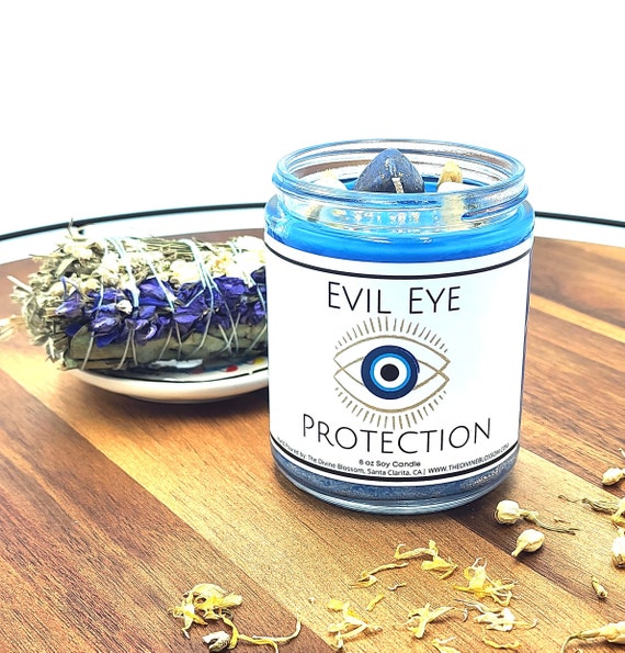 Evil Eye Protection Candle Crystal Candle Crystal Healing Etsy
