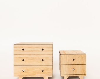 Miniature Dresser & Nightstand Set - 1:12 Scale - Modern