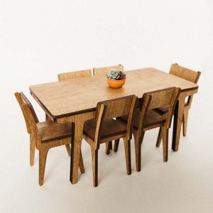 Miniature Dining Room Set - Mid Century Modern - 1:12 Scale
