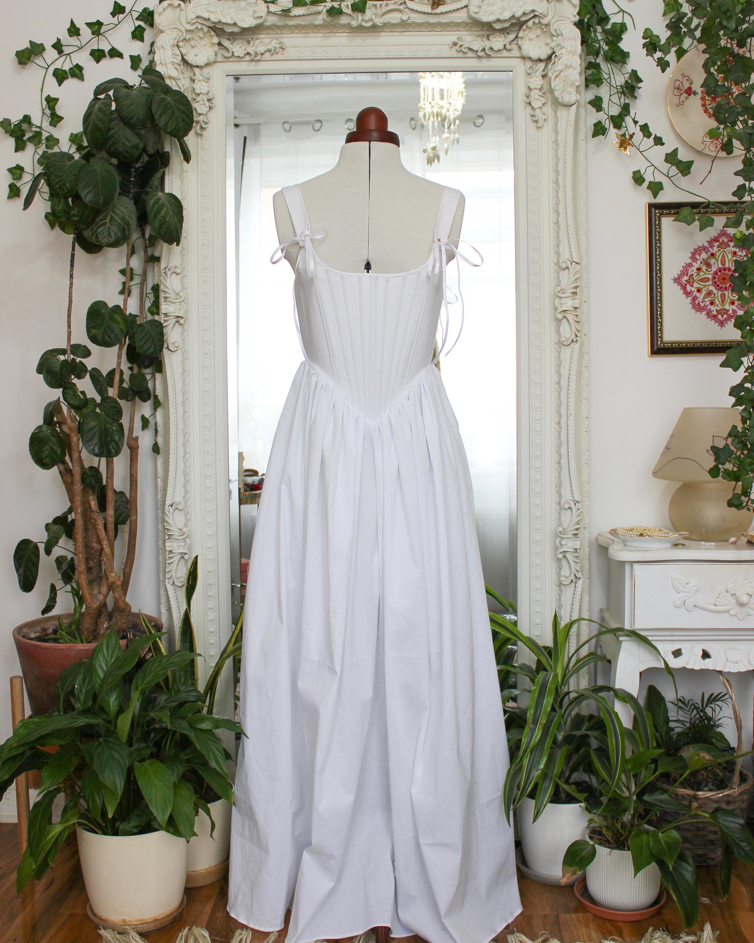 white victorian corset dress White Vintage Corset Dress, Victorian Lace Bridal Gown, Cottagecore Off Shoulder Dress, Fairycore Puff Sleeve Maxi Dress,Bridesmaid Dress