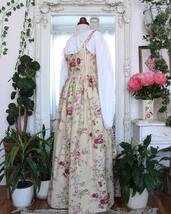 Rose Corset Dress | Vintage Floral Corset Gown with Pockets Rose Corset Dress | Vintage Floral Corset Gown with Pockets