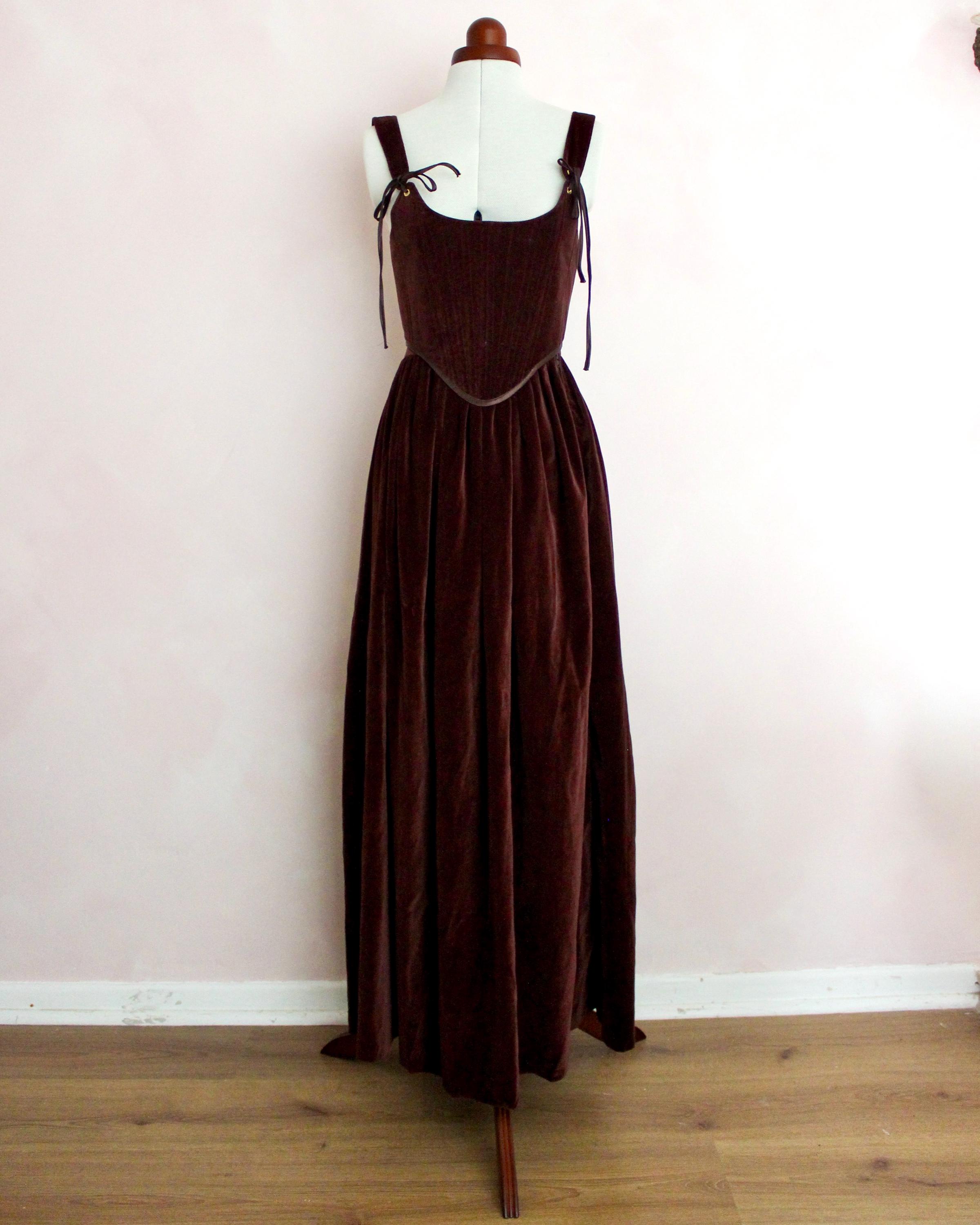 Basque Waist Brown Dress - Etsy