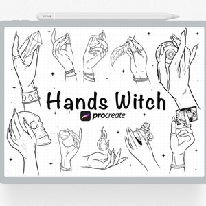 Procreate Stempel, 40 Hexenhände Procreate Stempel, digitale Stempel, Gothic Hand, Sofort Download, magische Hände Procreate Pinsel