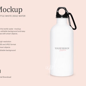 20oz White Insulated Water Bottle Mock Up , Insulated Sport Water Bottle Mock Up | Compatible With Affinity Designer | Smart Object