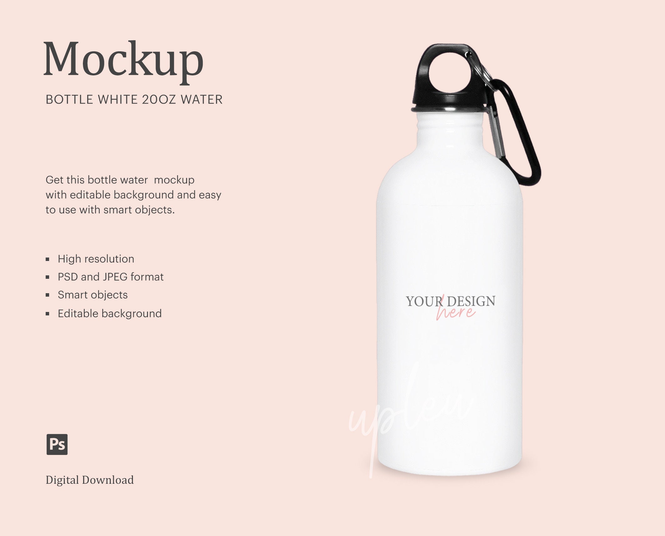 Download 20oz White Insulated Water Bottle Mock Up Insulated Sport Etsy
