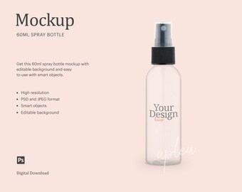 60 ml Spray Bottle Mock Up, Cosmetic Bottle Mock Up, Multipurpose Spray Bottle Mock Up | Compatible With Affinity Designer | Smart Object