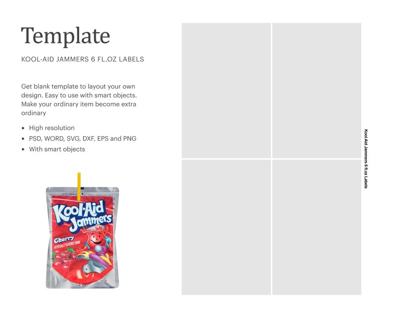 Kool Aid Jammers 6 fl.oz Blank Label Template Silhouette Etsy